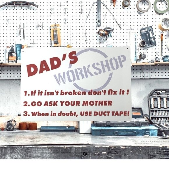 Metal Sign Dad’s Workshop Wall Plaque Retro Decor Man Cave Garage Gift Rectangle - Picture 10 of 11